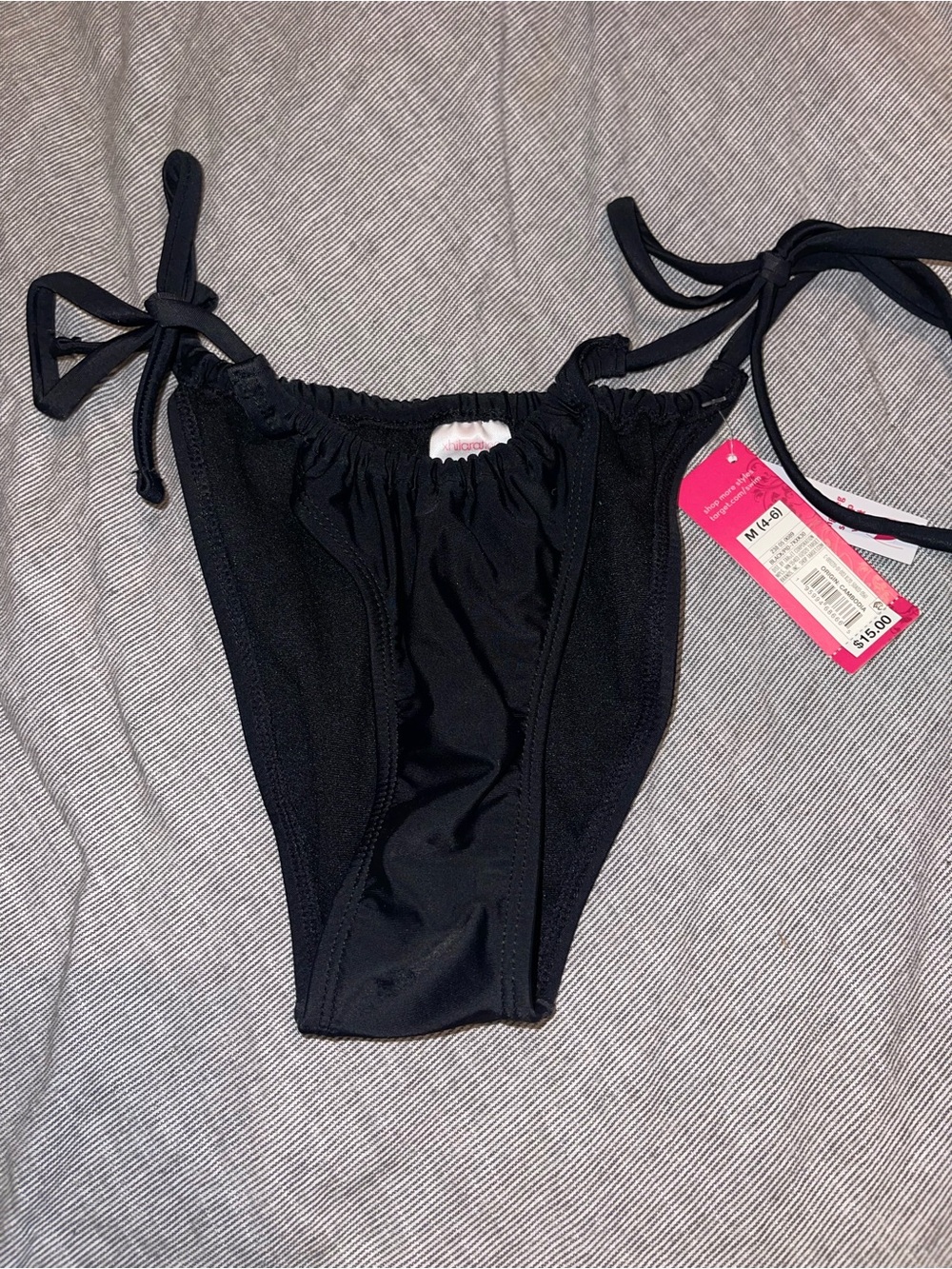 Black Swim Bottom with Tie Sides Medium